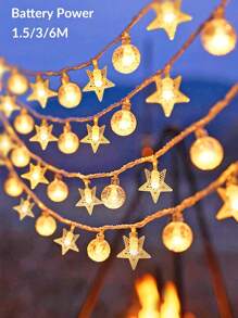 1.5米/3米/6米LED水晶球星形串灯，室内装饰电池供电泡泡星形仙女灯，适用于客厅、花园、露营、生日派对、婚礼、庭院、圣诞树装饰 - 黃色 - 查看 3