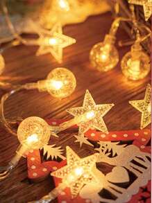 1.5米/3米/6米LED水晶球星形串灯，室内装饰电池供电泡泡星形仙女灯，适用于客厅、花园、露营、生日派对、婚礼、庭院、圣诞树装饰 - 黃色 - 查看 8