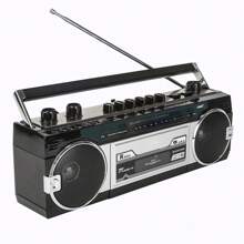 Retro Boombox, Radio Cassette Player Recorder, AM/FM -SW1/SW2 Radio, USB/Micro SD Slots, Headphone Jack, Convert Cassettes To USB/SD, Classic 80s Style Retro, Black, Built-In Microphone