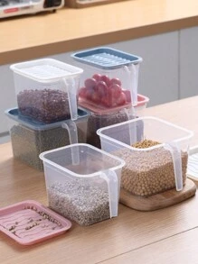 Set de 2 cajas de almacenamiento herméticas y transparentes con asas para el refrigerador, en estilo cajón de plástico para guardar granos, nueces, cereales, huevos, alimentos, frutas y verduras, aderezos para ensaladas, para uso al aire libre y camping