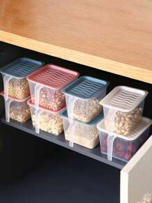 Set de 2 cajas de almacenamiento herméticas y transparentes con asas para el refrigerador, en estilo cajón de plástico para guardar granos, nueces, cereales, huevos, alimentos, frutas y verduras, aderezos para ensaladas, para uso al aire libre y camping