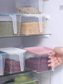 Set de 2 cajas de almacenamiento herméticas y transparentes con asas para el refrigerador, en estilo cajón de plástico para guardar granos, nueces, cereales, huevos, alimentos, frutas y verduras, aderezos para ensaladas, para uso al aire libre y camping