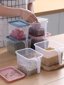 Set de 2 cajas de almacenamiento herméticas y transparentes con asas para el refrigerador, en estilo cajón de plástico para guardar granos, nueces, cereales, huevos, alimentos, frutas y verduras, aderezos para ensaladas, para uso al aire libre y camping