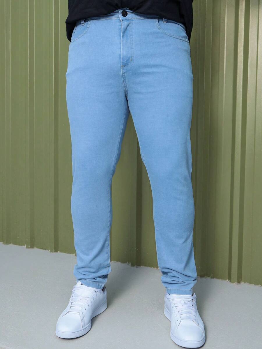 Men's Plus Size Jeans In Various Colors - 淺色水洗藍 - 查看 1