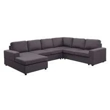 Warren 120.5" Sectional Sofa With Reversible Chaise In Dark Gray Linen - 深灰色+亞麻如圖 - 查看 2