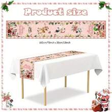 圣诞餐桌装饰 粉色圣诞老人桌旗 72 英寸 适合冬季节日 圣诞餐桌装饰、万圣节、万圣节装饰 - 粉色 - 查看 2