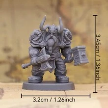 Dwarf Heritage Attack Miniature, Premium 3D Printed Fantasy Tabletop Miniatures Miniature For Role Playing Games - Dark Grey - View 2