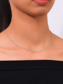 1pc S925 Sterling Silver Fine Chain Necklace, Multiple Styles Simple Elegant Clavicle Chain Neckwear, Christmas Gift