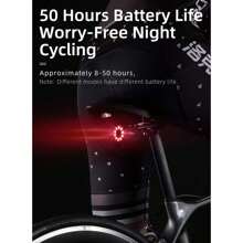 ROCKBROS Bicycle Tail Light Rear Light Rechargeable Bicycle Tail Light Waterproof Bicycle Tail Light USB Charging Riding Night Riding Warning Highway Mountain Bike Tail Light Accessories - Black - View 6