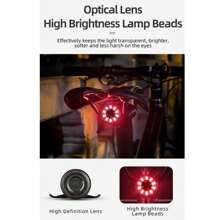 ROCKBROS Bicycle Tail Light Rear Light Rechargeable Bicycle Tail Light Waterproof Bicycle Tail Light USB Charging Riding Night Riding Warning Highway Mountain Bike Tail Light Accessories - Black - View 12