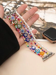 10 毫米玻璃花珠，混合颜色，8/O；4/6 毫米白色人造珍珠，6*4 毫米椭圆形白色人造珍珠，表带珠，数量和尺寸随机情人节 - 彩色 - 查看 7