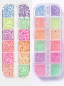 FULL BEAUTY 12 格/盒美人鱼亮片指甲闪光片混合彩色闪光片亮片装饰 3D 霓虹美甲配件 DIY 指甲饰物指甲宝石美甲用品 - 彩色 - 查看 10
