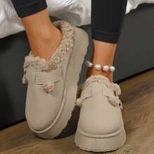 Comfy & Cozy Women's Snow Boots - Thermal Lined, Slip-On Outdoor Shoes For Warmth & Comfort Winter House Slippers - 杏色 - 查看 4