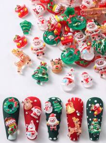 1 件装可爱圣诞老人雪人麋鹿卡通圣诞节 3D 浮雕指甲装饰圣诞袜树花环铃铛冬季节日指甲饰物 DIY 指甲用品 ABS 指甲宝石 - 彩色 - 查看 1
