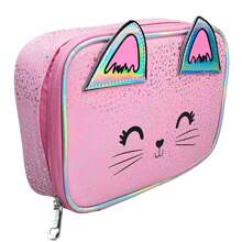 Large Capacity Pencil Case Organizer Box School Multifunctional For Women And Men - 粉紅色的小貓 - 查看 1