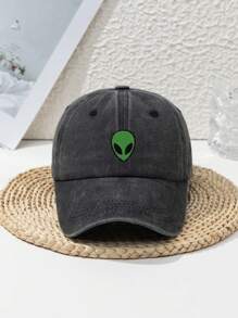 1pc Men's Outdoor Sports Beach Adjustable Washed Vintage Alien Street Casual Polyester Embroidered Baseball Cap, Spring & Autumn - Multicolor - View 13