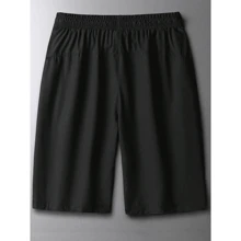Men's Football And Gym Shorts Lightweight And Flexible Ice Fabric - 黑色 - 查看 5