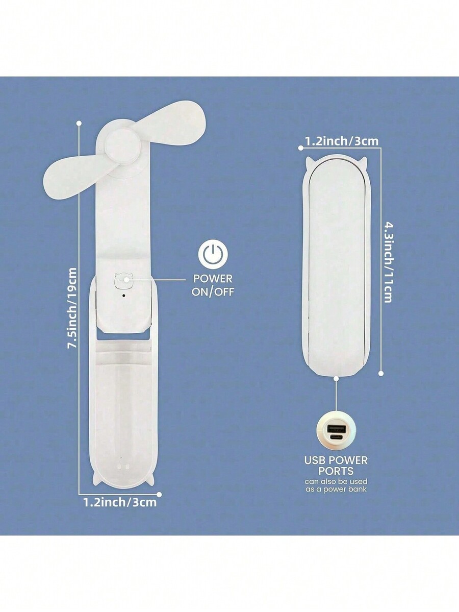 Mini Handheld Foldable Electric Fan, Student Dorm Desk Fan, Power Bank