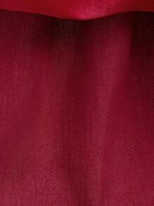 女童无袖圆领亮片蝴蝶结薄纱拖尾蓬蓬裙，优雅大方，适合婚礼和派对穿着，不含头饰 - 酒紅色 - 查看 10