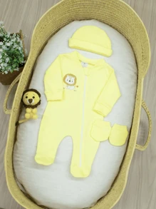 SHEIN Little Baby Neutral Unisex Maternity Set Yellow  Maternity Outfit For Boys And Girls Yellow  Group 100% Soft And Hypoallergenic Cotton - Màu vàng - Xem 6