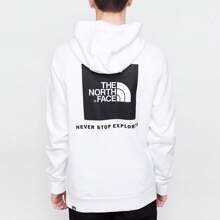 The North Face Mens Reglan Red Box Hoodie Overhead Hooded Sweatshirt - White - View 2