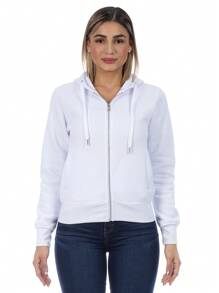 Sudadera Abierta Para Mujer Con Cierre Metálico - Blanco - Ver 1