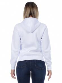 Sudadera Abierta Para Mujer Con Cierre Metálico - Blanco - Ver 2