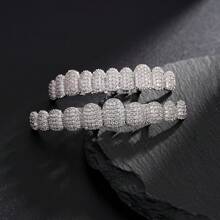 2pcs/Set Teeth Set Men Women Hip Hop Teeth Grills Iced Out Punk Men Women Teeth Decoration