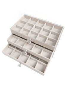 3 capas 45 compartimiento Joyero con cajones - Anillo , Arete , Collar , Pulsera exhibición almacenamiento Organizador para Navidad