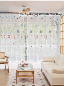 1pc Blue Cartoon Rocket Spaceship Blackout Curtains For Kids Boys Room Nursery Planet Satellite Embroidered Bay Window Tulle Drapes