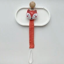 1 pieza Clip de chupete de tela con diseño de animal de dibujos animados león, tigre, zorro, cadena de chupete 2 en 1 antiperdicida - Multicolor - Ver 10