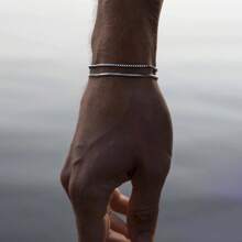 1条男士嘻哈风格多层链条设计个性化手链 - 銀色 - 查看 4