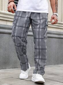 1pc Men's Loose Graphic Print Drawstring Straight Leg Casual Pants
