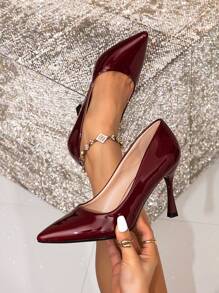 Women's Elegant Burgundy Pointed Toe High Heel Pumps, Classic Party Formal Shoes