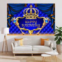 1pc Royal Theme Blue Crown And Scepter Birthday Party Decoration Background 210*150/150*100/100*75CM Prince And Princess Party Purplish Blue Polyester Background HAPPY BIRTHDAY Suitable For Birthday Party Decoration Banner Photo Booth Photo Decoration Background Cloth Indoor Outdoor Studio Live Venue Decoration Party Decoration Suppliesv - Multicolor - View 12