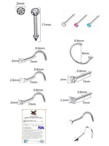 18 件/套无菌鼻穿孔套装，一次性低痛鼻钉枪，内置鼻钉，粉色/白色/黑色/紫色/青绿色/红色，20G 8 件混合不锈钢鼻环套装，穿孔美容工具及配件，适用于男士、女士、学生 - 銀色 - 查看 3