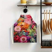 1 chiếc tạp dề vải lanh họa tiết hoa 3D dùng cho nấu ăn tại nhà, mặc nhà bếp và những người đam mê nấu ăn - Nhiều màu - Xem 4