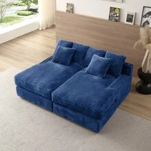74.8" Modern Luxury Twins Sofa Couch For Living Room Quality Corduroy Upholstery Sleeper Sofa Bed Daybed Navy Blue - Navy Blue+Corduroy+2 Seat as Pic - View 1