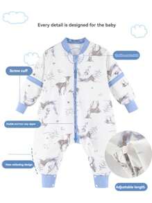 1.0 TOG 儿童双层针织分腿睡袋男女宝宝可拆卸袖可爱汽车印花睡袋连体睡衣 - 彩色 - 查看 5