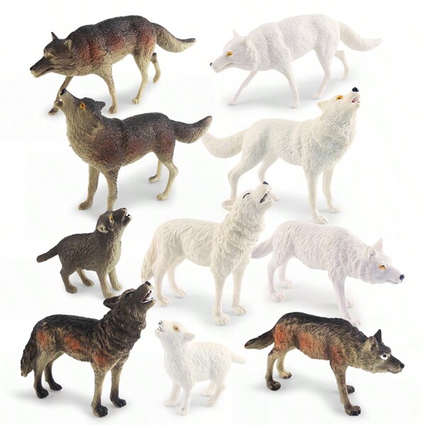 1pc/5pcs Realistic Wild Animal Baby Wolf Raising Head Howling Wolf Arctic Wolf Model Toy