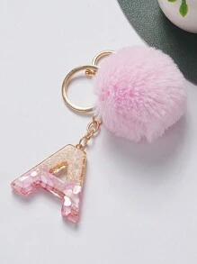1pc Creative Key Chain With Letter Stone Resin Pendant, Butterfly Tassel Initial Keychain For Girls