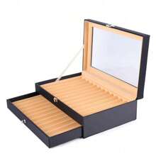 Futchoy 24 Fountain Pen Display Case Holder Leather Storage Collectible Organizer Box Drawer Collection Box For Pens Ballpoint Pen Pen Holder 30cm X 20cm X 9.5cm - màu đen - Xem 5