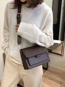 Yogodlns Vintage Pleated Mini Wide Strap Satchel Crossbody Bag For Women, Autumn/Winter, Retro Inspired Bag For Women - Coffee Brown - View 6