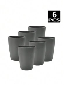 2/4/6/8 件塑料 PP 杯，果汁、牛奶、冷/热饮杯，适用于家庭、厨房、餐厅、露营、野餐 - 灰色 - 查看 8