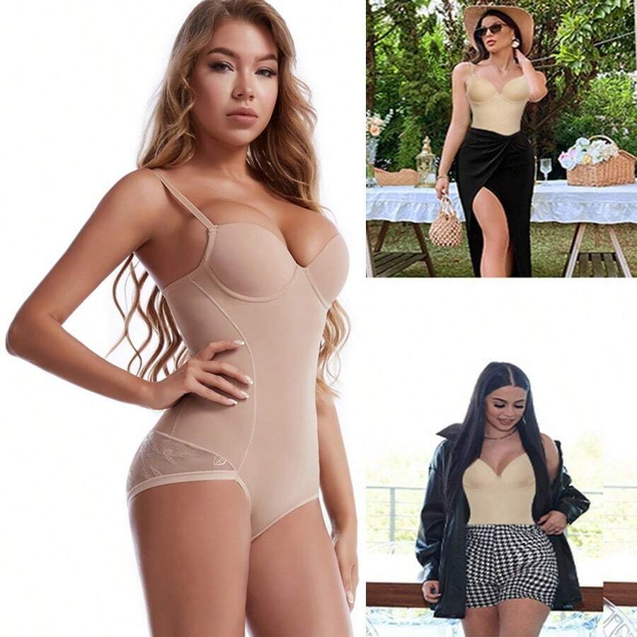 Women's Shapewear Bodysuit With Padded Cups Reduces Measurements And Tightens Belly - Màu be - Xem 1