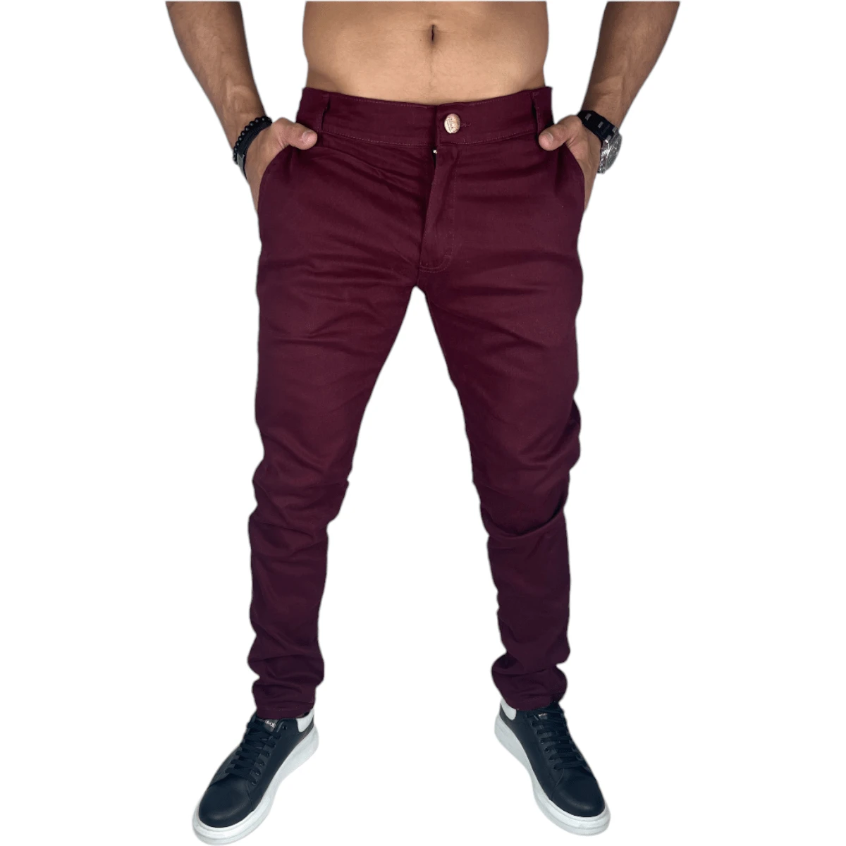 Men's Twill Pants With Elastane Sport Thin Skinny Colorful - Màu Tím - Xem 1