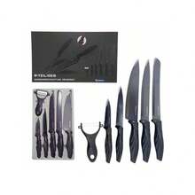 Bộ 6 dao đầu bếp chuyên nghiệp dùng cho món nướng bằng thép không gỉ - màu đen - Xem 4