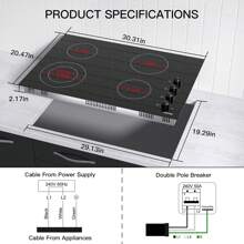 IsEasy Electric Cooktop 30 Inch Ceramic Stove 4 Burners Built-In Stove Top Electric Hot Plate Satin Glass Cooktop In Black, Control By Knob/Timer/Child Safety Lock/9 Power Levelsr/220-240V 6700W - US A Type Plug(110-127V) - View 5
