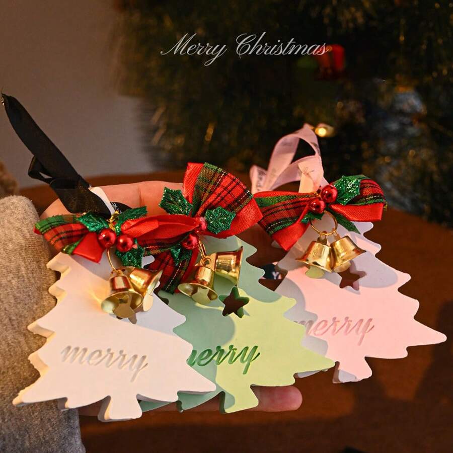 1 đồ trang trí treo thơm hình cây thông Noel có chuông gió, thích hợp cho tủ quần áo, tủ, đồ trang trí phòng ngủ, mặt dây chuyền ô tô, đồ trang trí hương liệu thạch cao, quà tặng nhỏ - nhiều màu - Xem 1