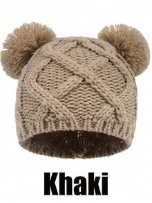 1pc 0-6Months / 6-18Months Baby Pompom Beanie, Infant Knit Winter Hat For Boys & Girls, Cute Warm Earflap Knitted Newborn Baby Cap